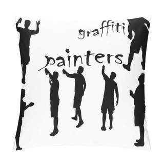 Personality  Graffiti Painters 3 Vector Silhouette Pillow Covers