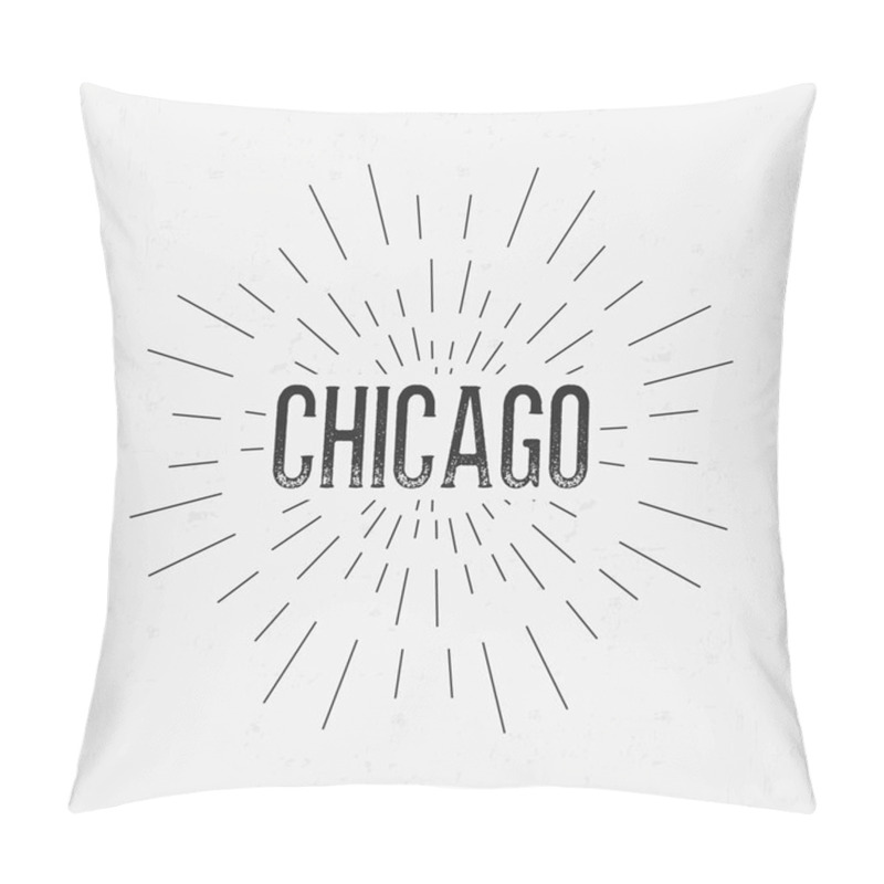 Personality  Abstract Creative concept vector design layout with text - Chicago. For web and mobile icon isolated on background, art template, retro elements, logos, identity, labels, badge, ink, tag, old card. pillow covers