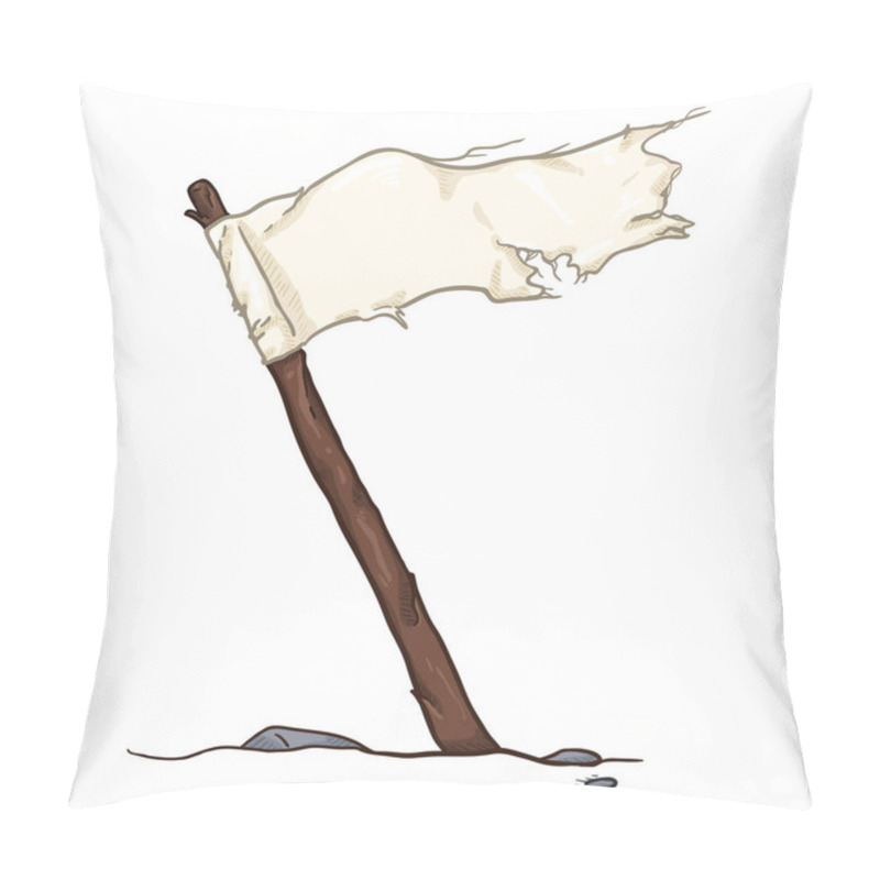 Personality  Vector Cartoon White Waving Old Tattered Flag Pillow Covers