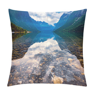 Personality  Beautiful Nature Norway Natural Landscape. Lovatnet Lake. Pillow Covers