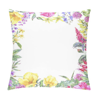 Personality  Watercolor Summer Medicinal Floral Vertical Frame, Wildflowers Plant Pillow Covers