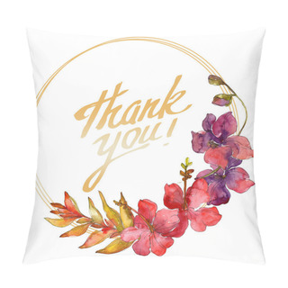 Personality Flowers Isolated On White. Watercolor Background Illustration Set. Frame Border Ornament With Inscription Pillow Covers