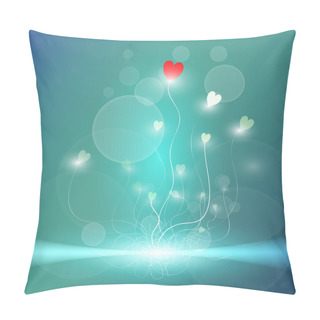 Personality  Vector Blue Background With Hearts. Pillow Covers