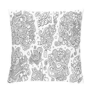 Personality  Sketchy Vector Hand Drawn Doodle Cartoon Set Of Objects Pillow Covers