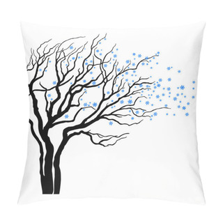 Personality  Tree With Leaves Full Of Snowflakes In Wind Pillow Covers