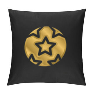 Personality  Ball With Stars Gold Plated Metalic Icon Or Logo Vector Pillow Covers