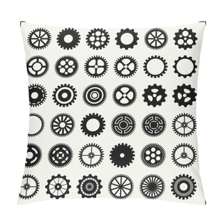 Personality  Collection Of 36 Gear Wheels Isolated On Light Background Pillow Covers