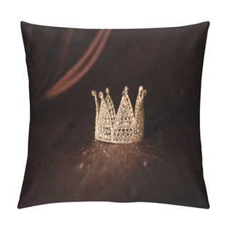 Personality  Little Crown On Brown Satin, Silk Background. Fairytale Pillow Covers
