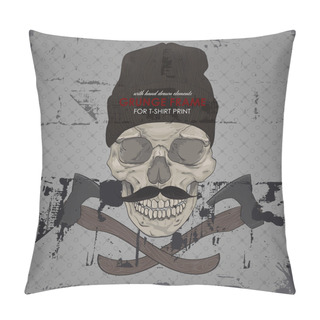 Personality  Hipster Skull With Axes Pillow Covers