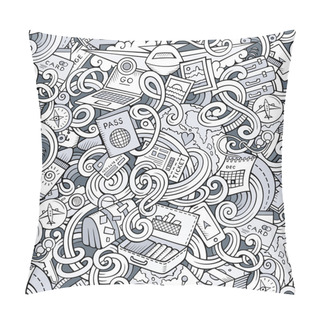 Personality  Cartoon Doodles Travel Planning Seamless Pattern Pillow Covers