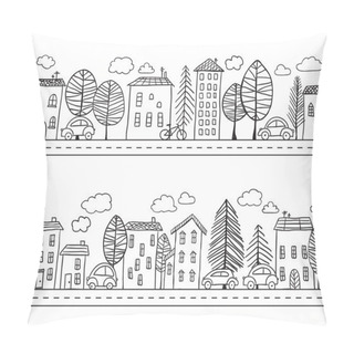 Personality  Houses Doodles Seamless Pattern Pillow Covers