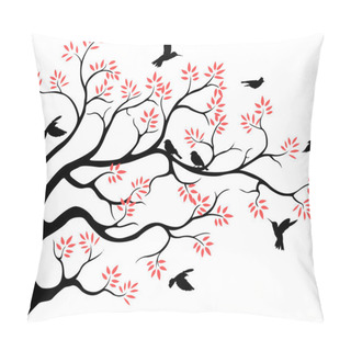 Personality  Tree Silhouette With Bird Flying Pillow Covers