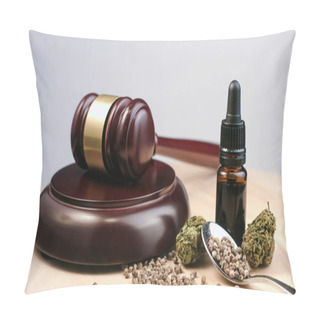 Personality  Cannabis And Judges Gavel Pillow Covers