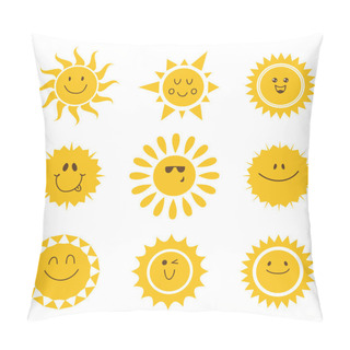 Personality  Vector Set Of Sun Icons. Collection Of Suns Pillow Covers