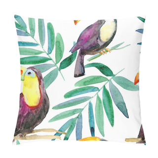 Personality  Watercolor Birds And Leaves Pillow Covers