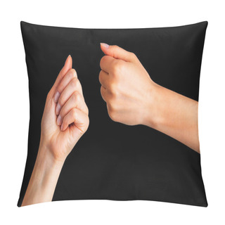 Personality  Set Of Woman Clenched Fist. Concept Of Unity, Fight Or Cooperation Pillow Covers