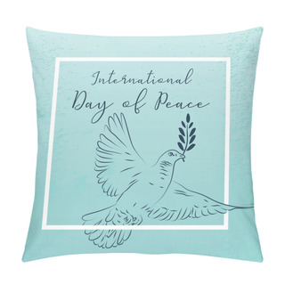 Personality  Vector International Day Of Peace Greeting Design With Dove. Popular Humanity Illustration Banner Design With Blue Theme Vintage Luxury Style. Pillow Covers