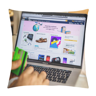 Personality  Amazon Prime Day Man Shopping On Laptop Deals Pillow Covers