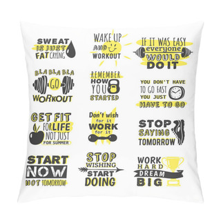 Personality  Sport Motivation Phrases Vector. Pillow Covers