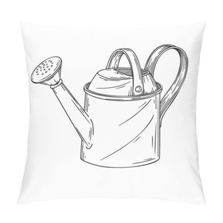 Personality  Sketch Watering Can For The Garden. Watering Can Isolated On A White Background. Vector Illustration Pillow Covers