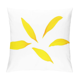 Personality  Fresh Yellow Petals Of Sunflower Isolated On A White Background. Beautiful Sunflower Petals, Top View. Pillow Covers