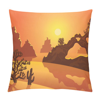 Personality  Desert Landscape. Cactuses And Mountains.  Pillow Covers