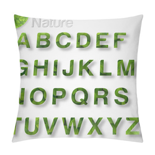 Personality  Green Leaves Font. Vector Illustration. Pillow Covers