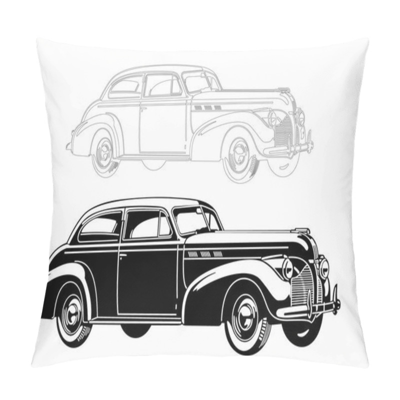 Personality  The car is a classic American. Monochrome execution. Silhouette. Map coloring. pillow covers
