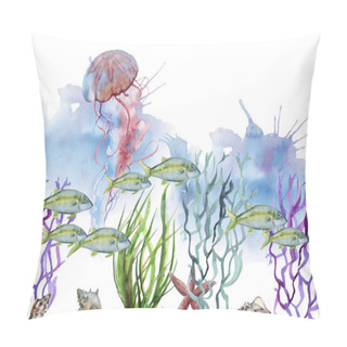 Personality  Sea Jellyfish. Isolated On White Background.  Pillow Covers