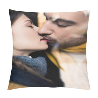 Personality  Young Tender Kissing Couple, Closeup Pillow Covers