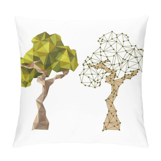 Personality  Tree In Low Poly Style Pillow Covers