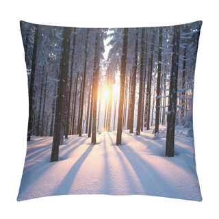 Personality  Sunset In The Wood In Winter Pillow Covers