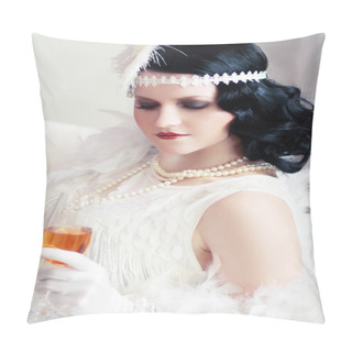 Personality  Woman Drinking Champagne Pillow Covers