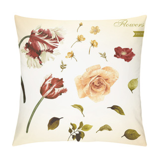 Personality  Watercolor Dog Roses And Tulips Pillow Covers