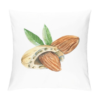 Personality  Almond Kernels. Isolated On A White Background. Watercolor Illustration. Pillow Covers