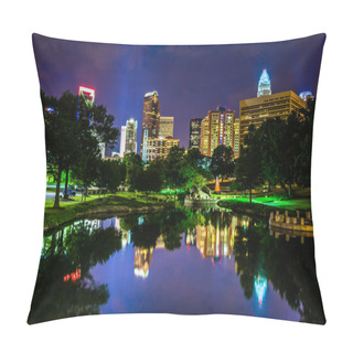 Personality  The Charlotte Skyline Seen At Marshall Park, In Charlotte, North Pillow Covers