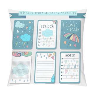 Personality  Printable Notes, Journal Cards, Labels, Memo With Hand Drawn Clo Pillow Covers