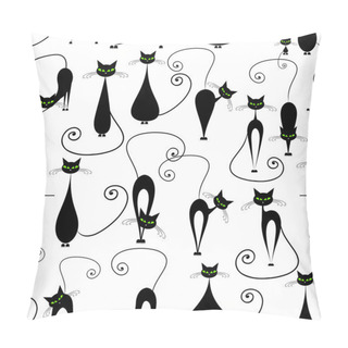 Personality  Black Cats, Seamless Pattern For Your Design Pillow Covers