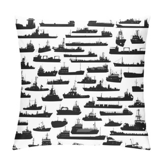 Personality  Vector Set Of 57 Silhouettes Of Sea Towboat And The Ships Pillow Covers