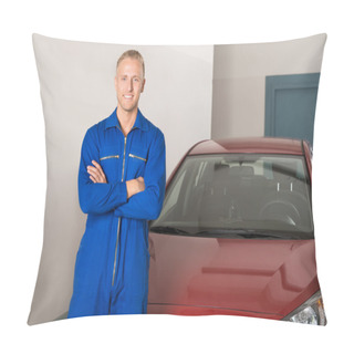 Personality  Mechanic Standing In Front Of Car Pillow Covers