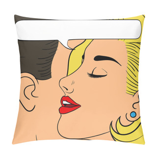 Personality  Woman Whispering To Man In Ear. Pop Art Vintage Vector Illustration Pillow Covers