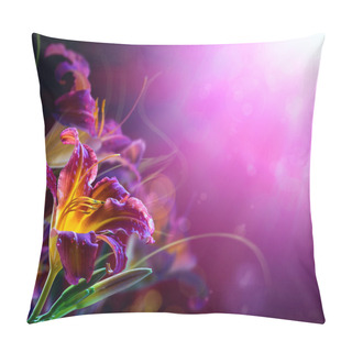 Personality  Flowers On A Red Background .With Copy-space Pillow Covers