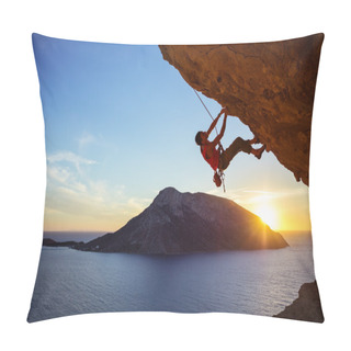 Personality  Climber On Overhanging Rock Pillow Covers