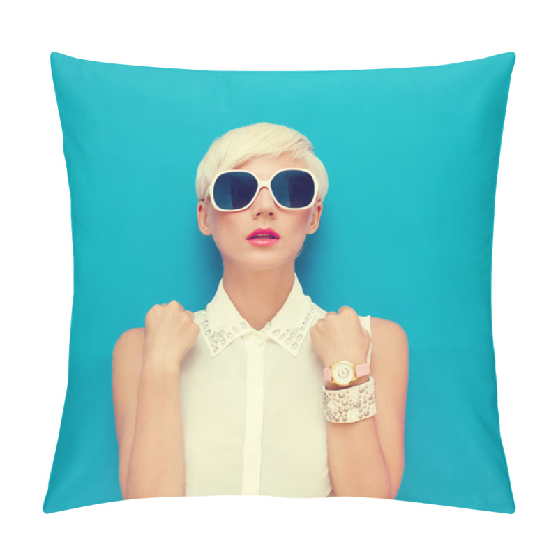 Personality  Fashion portrait of sensual stylish girl pillow covers