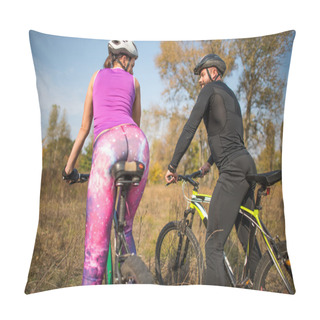 Personality  Cyclists In Autumn Park Pillow Covers
