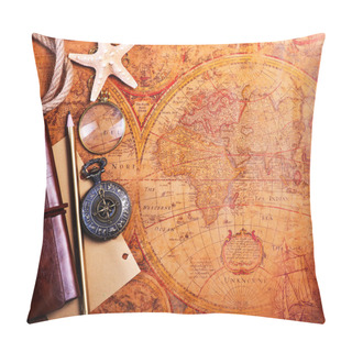 Personality  Dofferent Objects On Map Pillow Covers