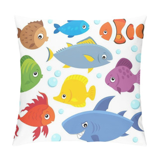 Personality  Stylized Fishes Theme Set 4 - Eps10 Vector Illustration. Pillow Covers