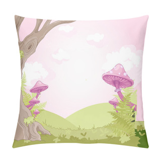 Personality  Fantasy Landscape With Mushrooms And Trees Pillow Covers