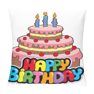Personality  Happy Birthday Sign With Cake Pillow Covers
