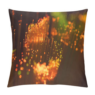 Personality  Selective Focus Of Shiny Orange Fiber Optics Background Pillow Covers